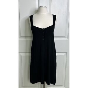 Volcom Knit Mini Dress Juniors Large Black Stretch Boho Beach Skater Babydoll